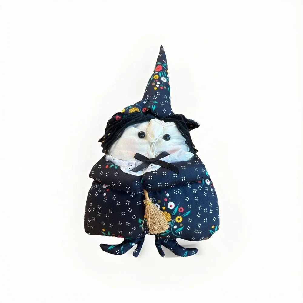 Vintage Witch Couch Pillow Decoration Broom Stick Hat Eyelet Halloween Stuffy‎